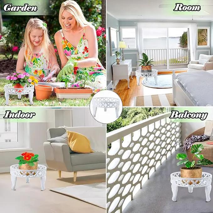 White Plant Stand, Anti-Rust Planter Stands for Indoor Plants, Metal Plant Stands Outdoor, Round Plant Shelf Flower Pot Stand,Display Shelves Potted Plant Holders for Garden Patio Decor by GreenHaven Gardens