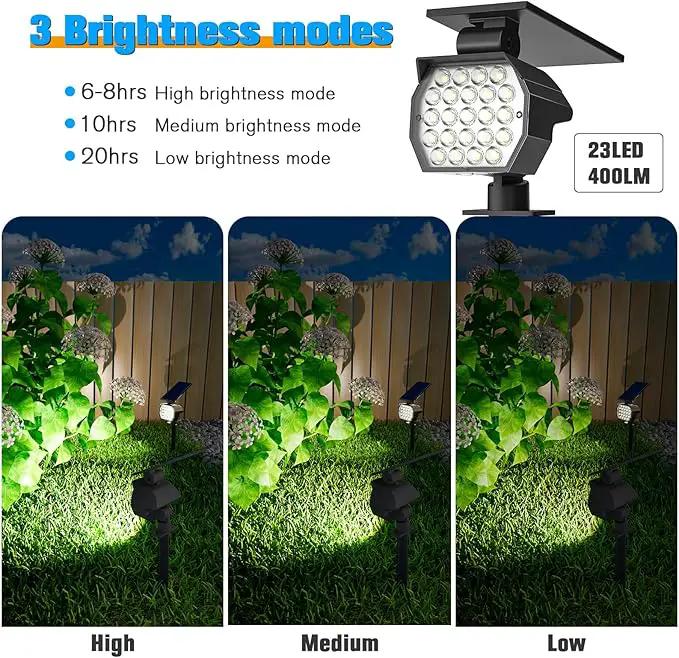 NIORSUN Solar Spot Lights Outdoor,23 LEDs Landscape Lighting with Auto On/Off and 3 Lighting Modes, IP67 Waterproof Spotlights,Outdoor Solar Lights for Yard Garden,8 Pack(Cool White) by GreenHaven Gardens