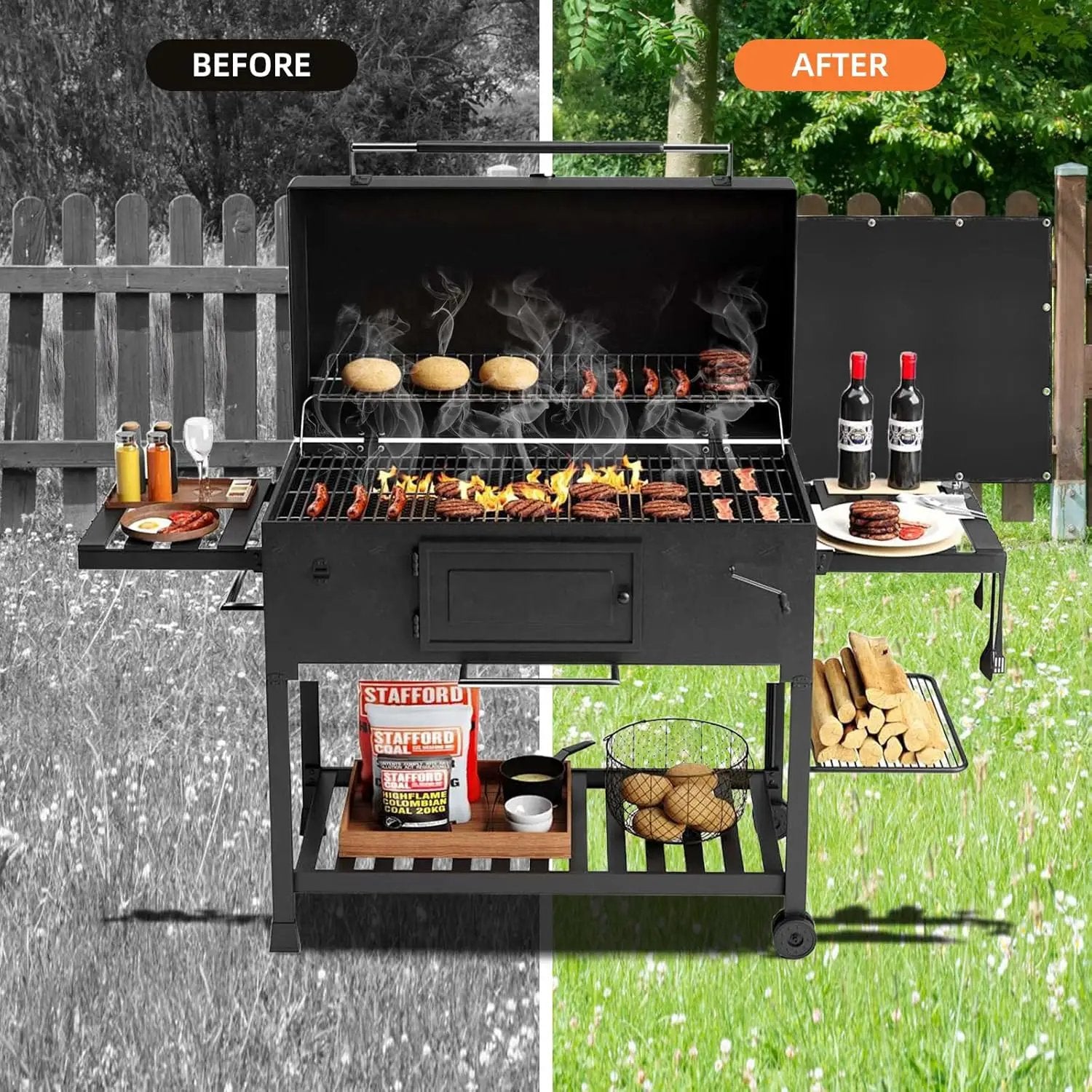 Grill Heat Shield and Deck Protector Mat, Fireproof BBQ Backing Screen for Fence and Railing Heavy Duty Black 3'x6' by GreenHaven Gardens