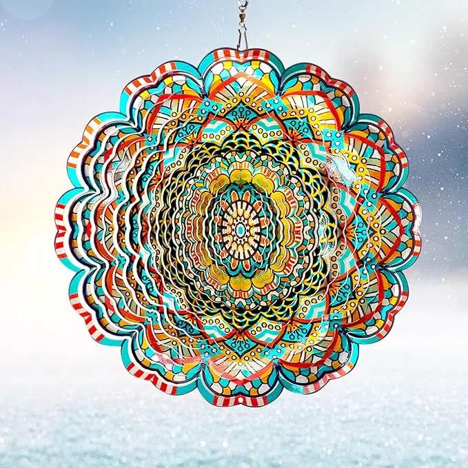Wind Spinner Lucky Star Mandala Wind Spinners for Garden Yard Hanging Wind Sculptures Create Zen Atmosphere. Kinetic Metal Art Decoration Indoor/Outdoor Decor Mandala Gift for Mom Wife Woman by GreenHaven Gardens