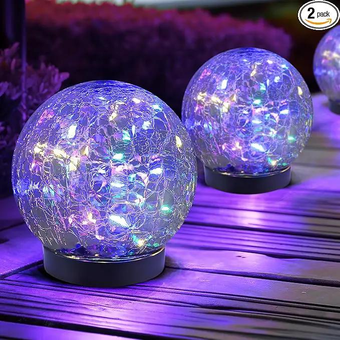 Solar Globe Lights Outdoor Waterproof-Solar Balls Garden-Cracked Glass Ball Solar Lights Outdoor-Solar Orbs Outside-Outdoor Decorations Patio & Yard Lawn Backyard Decor (GUO-XBQ-4-4-4) by GreenHaven Gardens