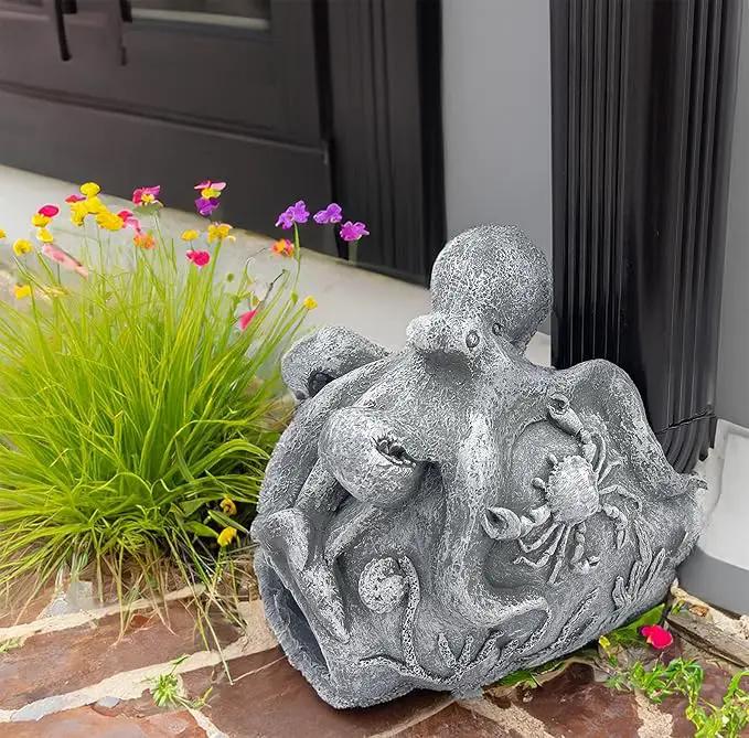 Real Octopus Sculpture Gutter Downspout Extender,Garden Statue Ornament,Decor Downspout Diverter,Perfect Rain Diverter for 3"x4" Downspouts, Eco-Friendly Resin,Perfect Outdoor Decor Gift by GreenHaven Gardens