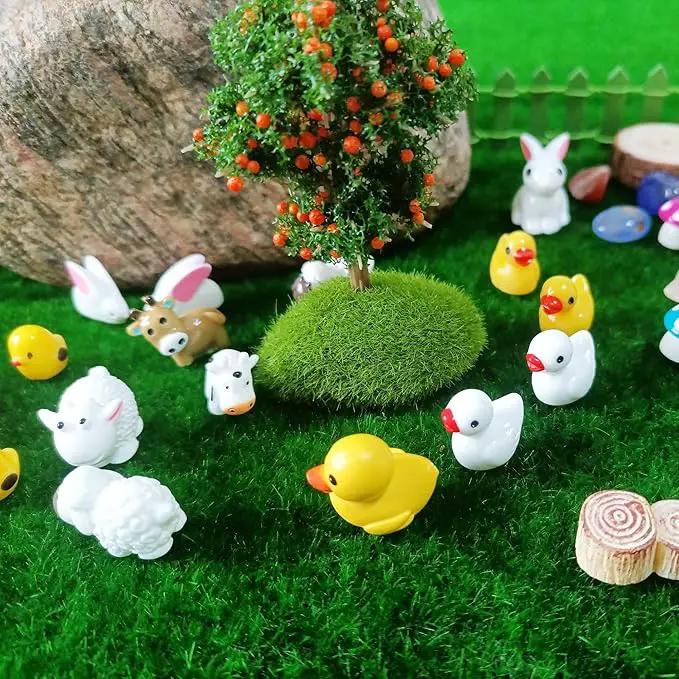 100 Pcs Mini Resin Animals Figures, Mixed Tiny Plastic Animals Figurines to Hide Miniature Fairy Garden Decorations Accessories by GreenHaven Gardens