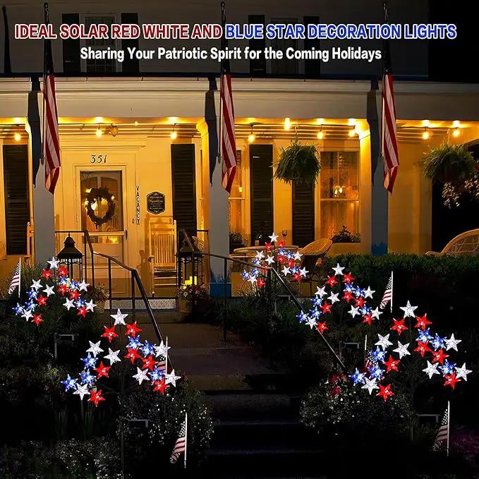 Solar 4th of July Stake Lights, Red White and Blue Lights Outdoor Decorations, Led Patriotic Lights Battery Operated for Memorial Day, July 4th, Veterans Day Outside Decor (2 Individual Pack) by GreenHaven Gardens