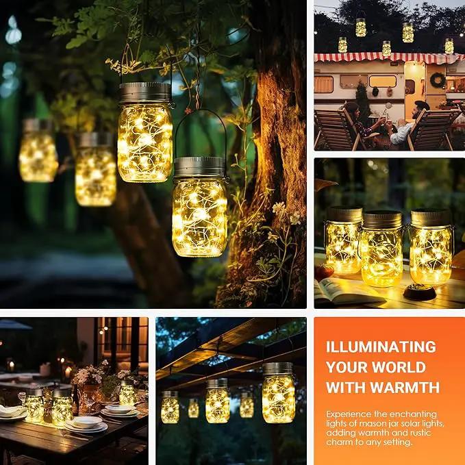 GIGALUMI Solar Mason Jar Lights, 8 Pack 30 Led String Fairy Lights Garden Lights Outdoor Waterproof Hanging Solar Lanterns for Outdoor, Garden, Patio, Lawn, Balcony Decoration by GreenHaven Gardens