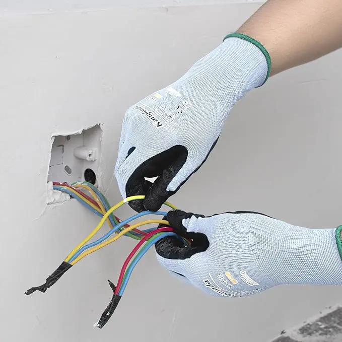 6-Paris Large Work Gloves for Men and Women, Nitrile Coated Safety Protective Gloves with Grip, Ideal for Gardening, Warehouse, Mechanic, Light Duty Construction Work by GreenHaven Gardens