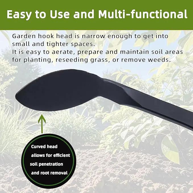 Weed Puller, Long Handle Crack Weeder Tool Hand Cultivator with Soft Foam Grip, Durable Curved Head Hook Weed Remover Tool Ideal for Weeding Digging Edging Planting Cultivating Scraping by GreenHaven Gardens