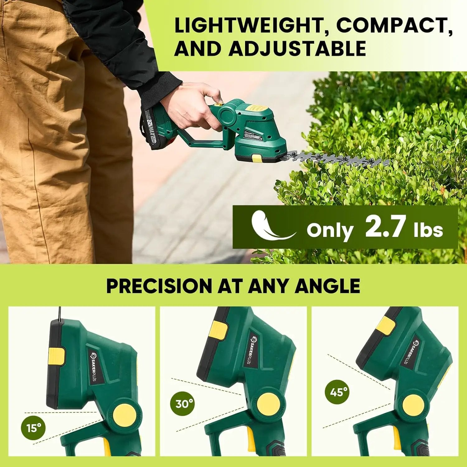 Cordless Hedge Trimmer, 2-in-1 Electric Bush Trimmer and Handheld Grass Cutter, 22V Lightweight Mini Shrub Trimmer Grass Clippers with 1 Battery and Charger, Perfect Gardening Yard Tools by GreenHaven Gardens