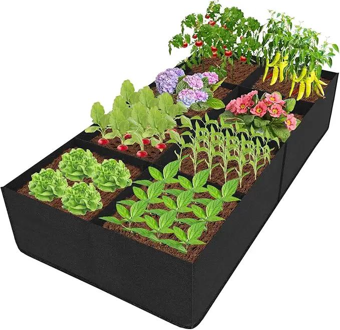 POILKMNI Fabric Raised Garden Bed, 232 Gallon 8 Grids Plant Grow Bags 8x4x1ft Large Garden Grow Bed Bags for Growing Herbs, Flowers and Vegetables by GreenHaven Gardens