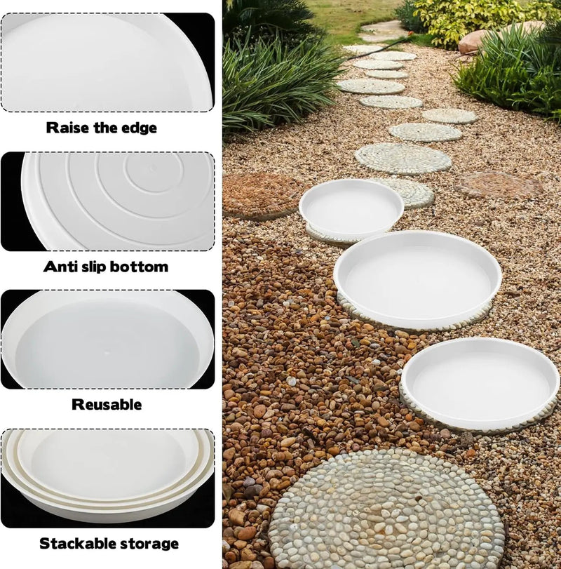 3 Size Round Stepping Stone Molds, 6 Pcs 8.8''/10''/ 11.2'' Reusable Concrete Mold for Garden Stepping Stones Large Tray for Concrete and Stained Glass for Garden Walk Way by GreenHaven Gardens