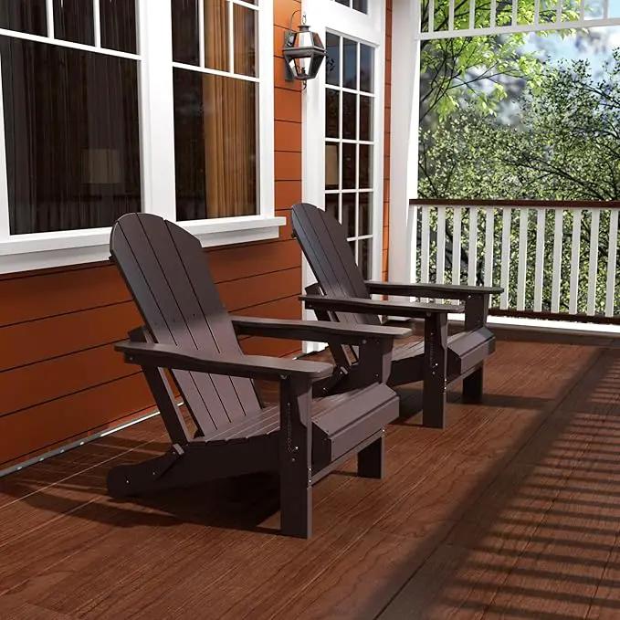 Westin Outdoors Laguna WO Home Furniture Adirondack Chair 2 PCS Set Outdoor Folding Patio Chair for Bon Fire Pit Garden Lawn Backyard Lounging Relaxing (Dark Brown) by GreenHaven Gardens