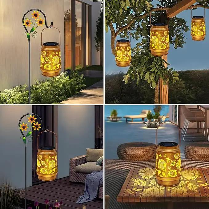 2 Pack Sunflower Solar Lanterns Outdoor Waterproof,Solar Lights Garden Decor Gifts for Mom Women Grandma Decoration Outside for Yard, Patio,Backyard,Porch by GreenHaven Gardens