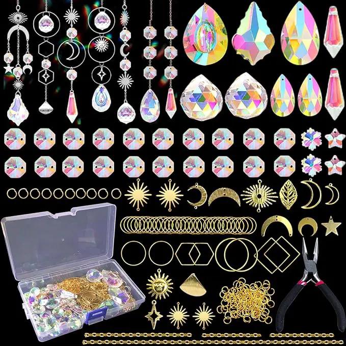 ilclviz DIY Suncatcher Making Kits for Adults 200PCS DIY Crystal Suncatcher Kit Sun Catchers Prism Supplies, DIY Gifts for Mom(Gold) by GreenHaven Gardens