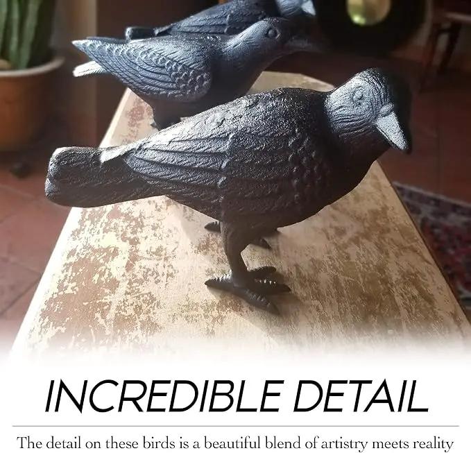NACH Cast Iron Crow Statue, Head to Side Raven, Large Garden Statues, Crow Garden Sculpture, Bird Figurines Home Decor, Crow Decor, Raven Decor, Black Bird Statue, 4 x 11 x 6.5 inches, JS-90-7115 by GreenHaven Gardens