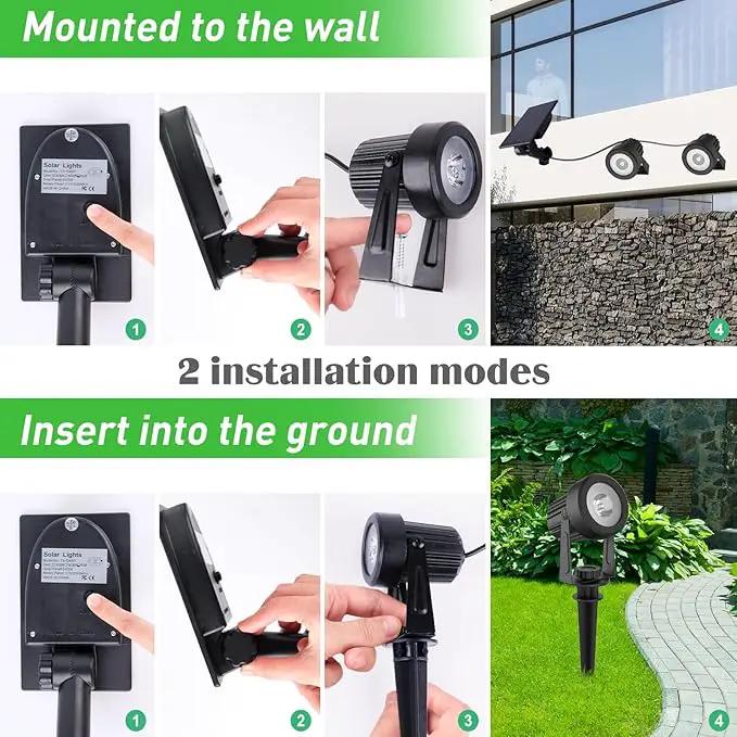T-SUNUS Solar Spot Lights Outdoor IP65 Waterproof White 6000K 2-in-1 Landscape Spotlights, 9.8ft Cable Separate Panel Auto Dusk to Dawn Dimmable for Flag Yard Garden Patio Driveway Pathway Garage by GreenHaven Gardens
