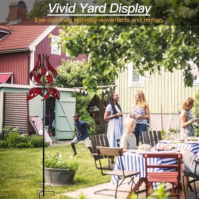 Yard Garden Wind Spinners - Large Outdoor Metal Wind Spinners with Stake, Yard Art Lawn Garden Decor (19" W x 87" H) by GreenHaven Gardens