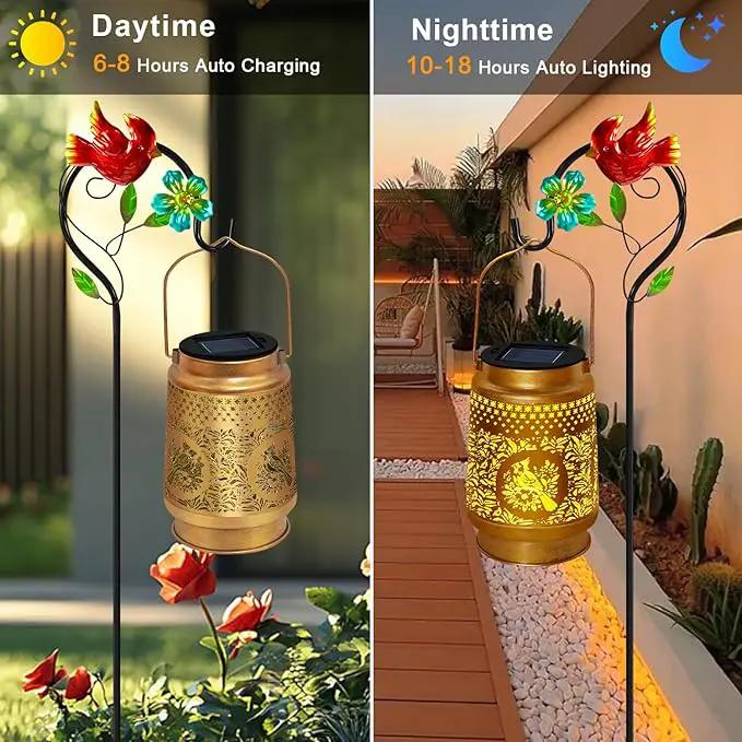 2 Pack Solar Lanterns Outdoor Waterproof,Cardinal Solar Lights Garden Decor Gifts for Mom Women Grandma Decoration Outside for Yard, Patio,Backyard,Porch by GreenHaven Gardens