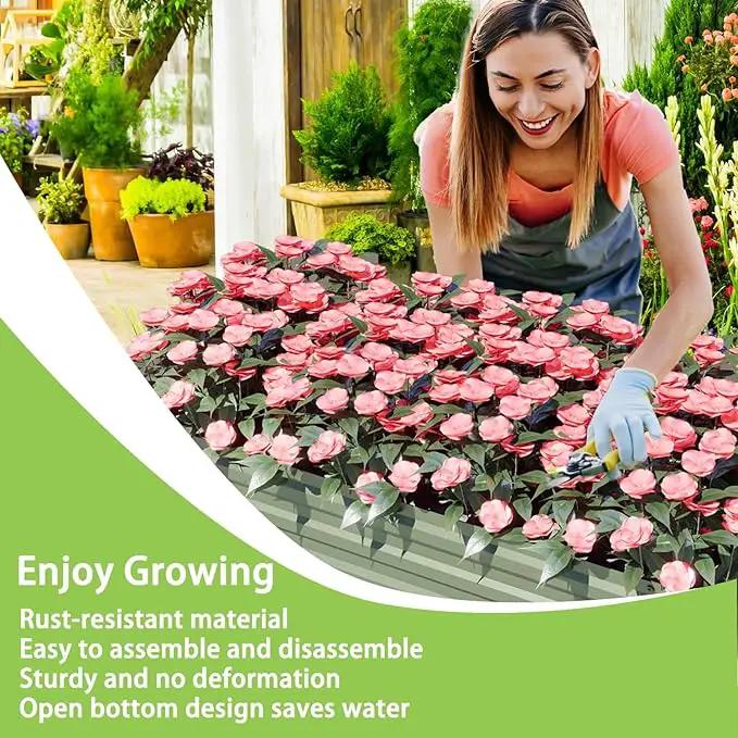 Aoodor 4 x 2 x 1 ft Outdoor Raised Garden Bed, Reinforced Galvanized Steel Planter Box for Vegetables, Flowers,Fruits and Herbs by GreenHaven Gardens