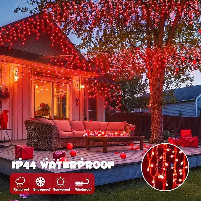 JMEXSUSS 400 LED Red Icicle String Lights, Connectable Red String Lights Indoor Outdoor with Remote, Red Christmas Lights for Room Fireplace Christmas Valentine Decorations, EXS-I-0400-R by GreenHaven Gardens