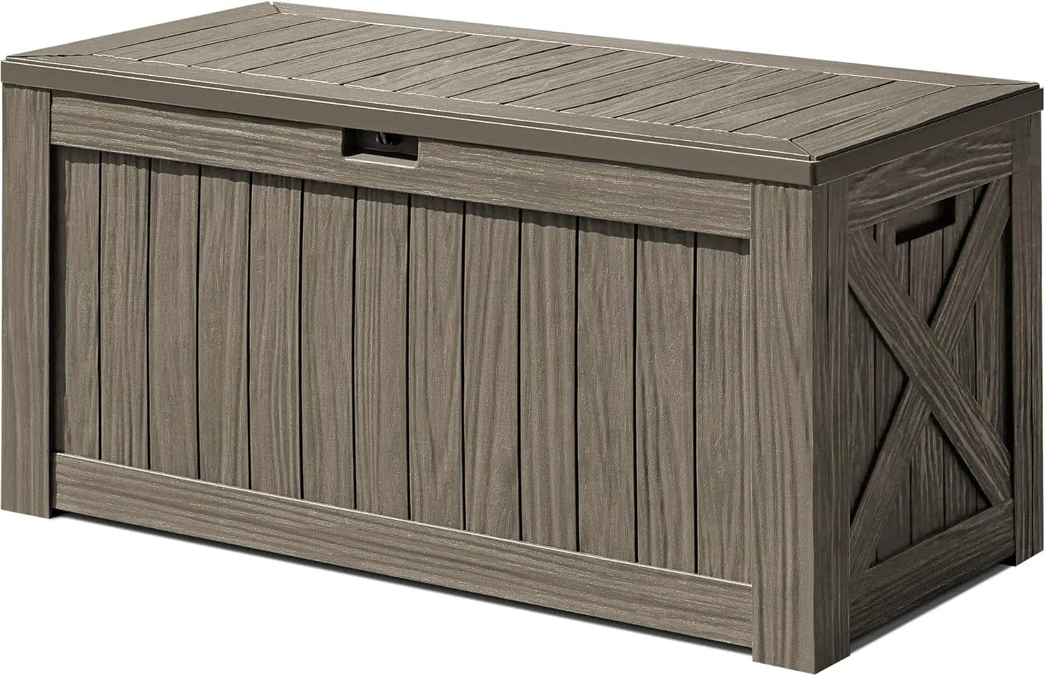 Greesum 120 Gallon Deck Box, Resin Outdoor Storage Container for Patio Furniture, Garden Tools, Pool Accessories, Weatherproof, Lockable, Coffee by GreenHaven Gardens