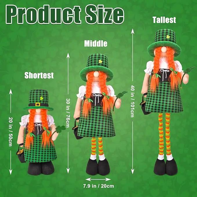 Large St Patricks Day Gnome Plush Decorations Outdoor, Cute Standing Saint Patricks Day Gnomes Gift Decor with Retractable Spring Legs, Placed Outside Yard/Porch/Garden/Indoor/Home/Office by GreenHaven Gardens