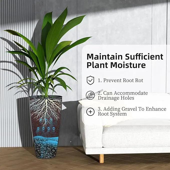 QCQHDU 21 inch Tall Planters for Indoor & Outdoor Plants, 2 Pack Sturdy Plant-Flower-Tree Pots for Front Porch Patio Deck Living Room Decor by GreenHaven Gardens
