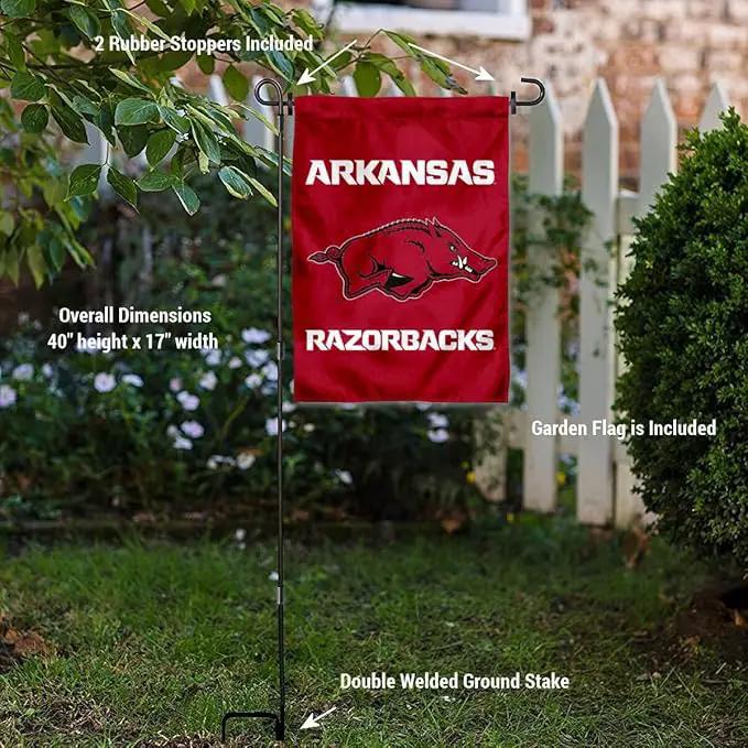 College Flags & Banners Co. Arkansas Razorbacks Garden Flag with Stand Holder by GreenHaven Gardens