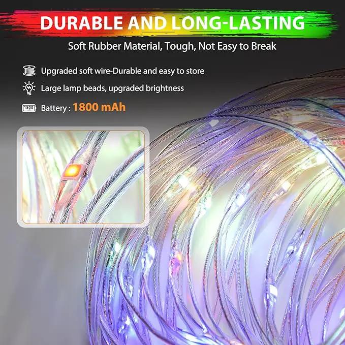 Camping String Lights, 4 in 1 Quick Storage Camping Essentials Gear 32.8FT Rechargeable Tent Lights with 9 Modes Hanging Waterproof LED Camp Lamp for Camping Hiking Patio Garden Festival -Warm +RGB by GreenHaven Gardens