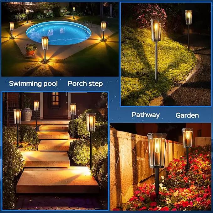 Solar Pathway Lights Outdoor 4 Pack IP65 Waterproof Solar Lights for Garden Yard Solar Powered Landscape Lighting for Patio Walkway Driveway Pathway (Warm Light) by GreenHaven Gardens