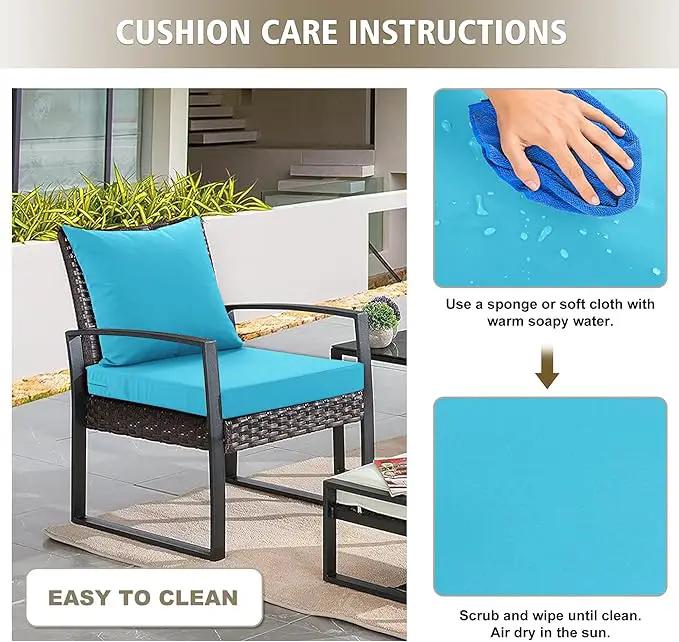 24x24 Inch Outdoor Cushions for Patio Furniture, Waterproof Outdoor Chair Cushions w/Fade-Resistant, Removable & Machine-Washable Covers, Deep Seat Sofa/Couch Pad Replacement – Set of 1/2/4, Teal by GreenHaven Gardens
