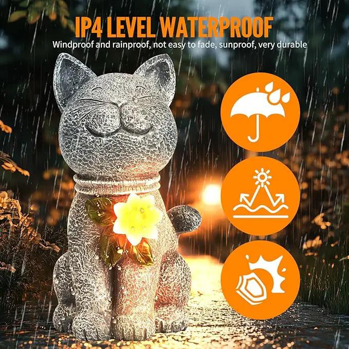 Solar Garden Statue Cat Figurine - Solar Cat Outdoor Statues, Waterproof Resin Cat Sculpture for Yard, Patio, Lawn, and Garden Decoration for Garden Mom Grandma by GreenHaven Gardens