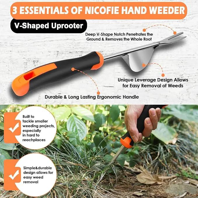 2025 Hand Weeder Tool, Rubber Handle Manual Weeder Puller Tool, Uprooting Weeding Tools, Crack Weeder Crevice, 4 Teeth Weeding Tool, Weeding Artifact Tool for Gardening (2 Pcs) by GreenHaven Gardens