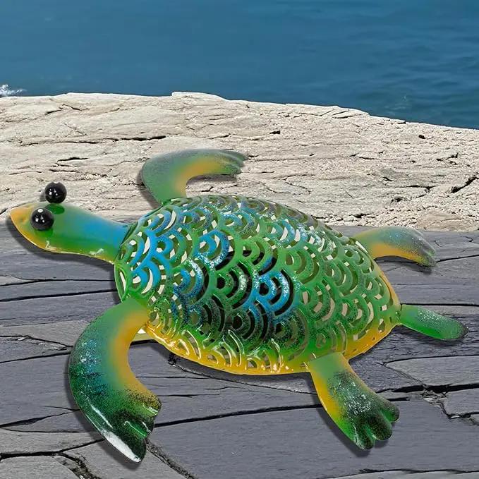 Natelf Solar Powered Turtle Statue Outdoor Decor Metal Animal Yard Art Waterproof Outdoor Sculptures for Patio, Yard, Balcony, Yard Ornament - Unique Housewarming Gifts by GreenHaven Gardens