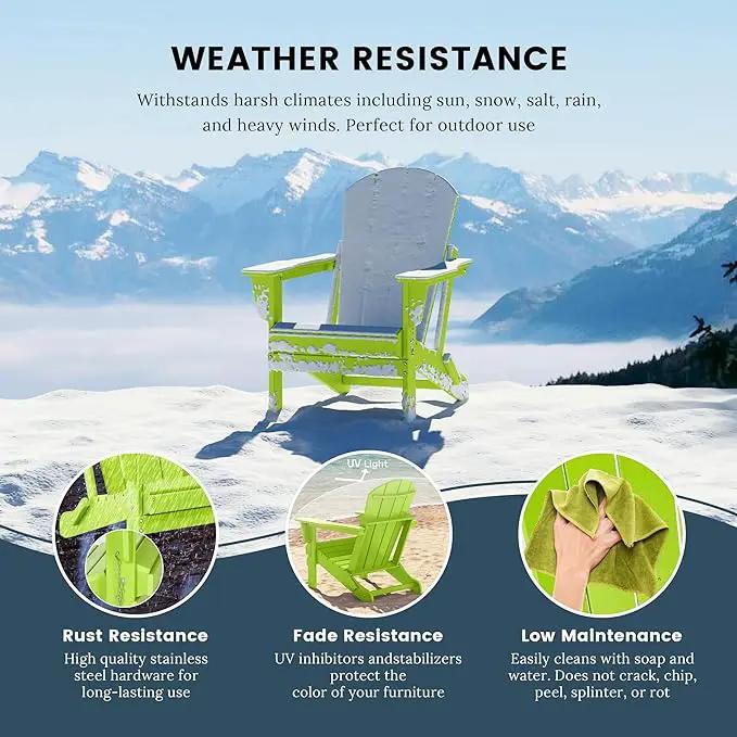 Westin Outdoors Laguna WO Home Furniture Adirondack Chair 2 PCS Set Outdoor Folding Patio Chair for Bon Fire Pit Garden Lawn Backyard Lounging Relaxing (Lime Green) by GreenHaven Gardens