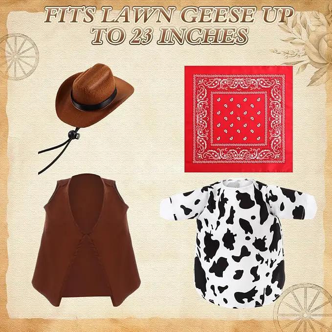 Porch Goose Outfit Western Cowboy Lawn Costume Plastic Goose Clothing Western Theme Party for 23" Statue Outdoor Patio Yard Lawn Art by GreenHaven Gardens