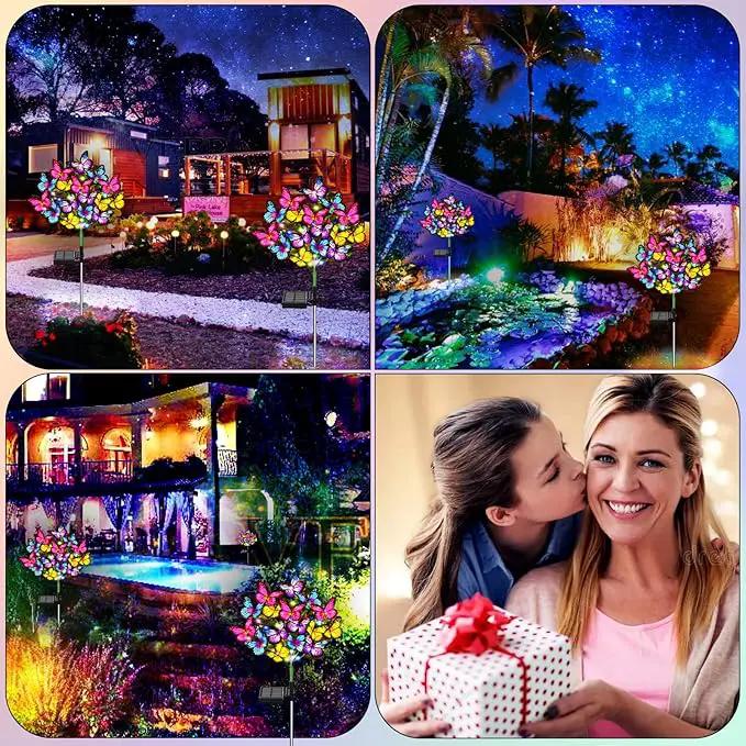 Solar Garden Lights Solar Lights Outdoor Waterproof Solar Lights 4 Pack with New Upgraded 144 LED 68 Butterflys Outdoor Solar Lights for Yard Outside Garden Pathway Decor Gifts for Women by GreenHaven Gardens