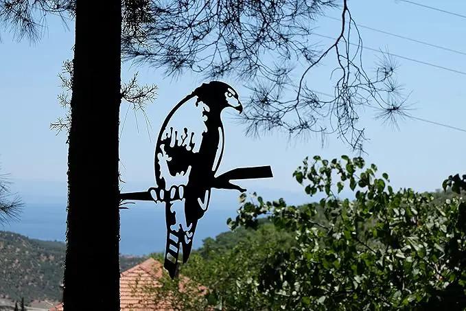 Renovatio Metal Hawk - Metal Bird Yard Decor - Tree Stake & Outdoor Art - Metal Garden Sculpture - Rusty Metal Birds Ornaments - Outdoor Bird Decorations for Garden by GreenHaven Gardens