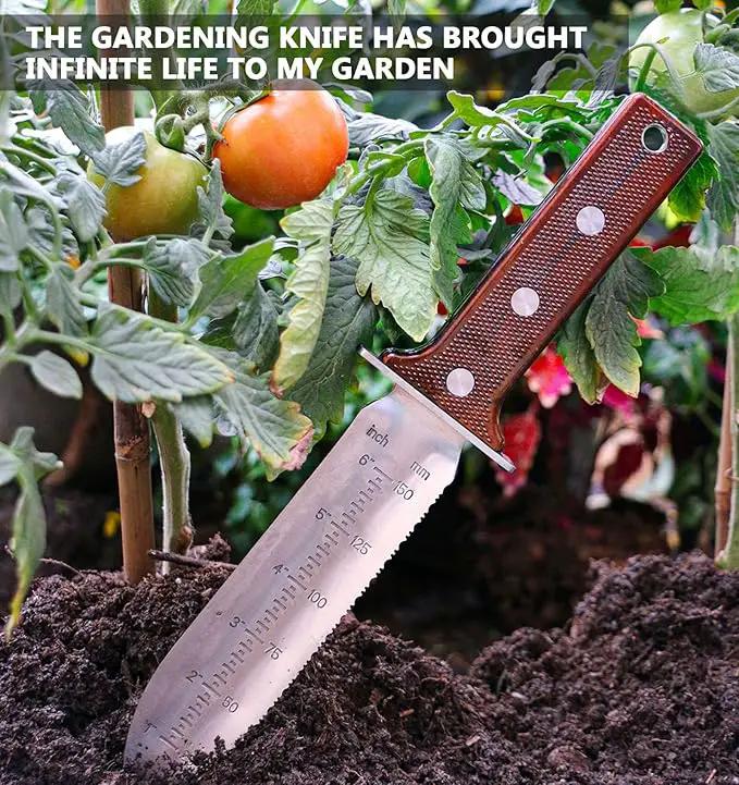 Gardening Hori Hori Garden Knife - Gardening Knife,Soil Knife, Serrated Side Weeding Knife,Digging Knife,Garden Knives With Sheath,Full Tang Hori Hori Knife by GreenHaven Gardens