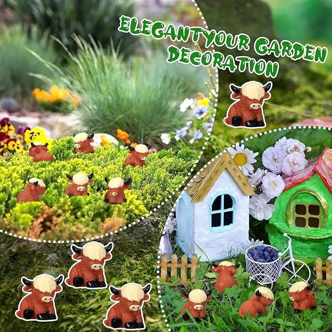 Suzile Mini Highland Cow Figurine Cute Highland Cow Statues Decor Handmade Resin Sculpture Ornament for Decorations Home Bathroom Kitchen Garden Office Desk (Classic Style) by GreenHaven Gardens