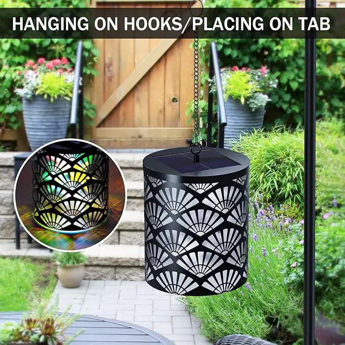 RGB Solar Lanterns Outdoor Waterproof Hanging Solar Lights Gifts for Men Women Metal Decorative LED Lanterns for Yard, Patio, Lawn, Tabletop, Pathway, Landscape, Garden Decor Fan Style(1 Pack) by GreenHaven Gardens