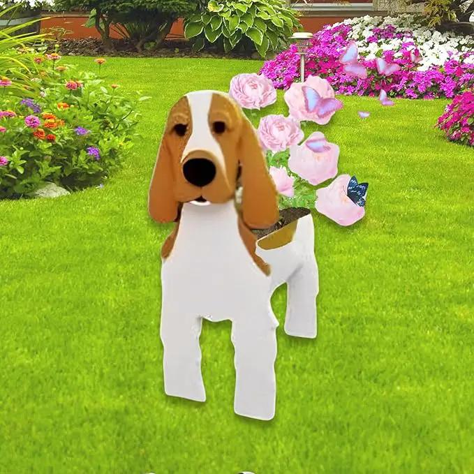 Brown and White Cocker Spaniel Dog Planter Plant Pots,Cute Garden Dog Flower Planter,Dog Planters Birthday Gifts for Women,Office,Indoor/Outdoor Decor（9.45 * 9.17 * 13.39in） by GreenHaven Gardens