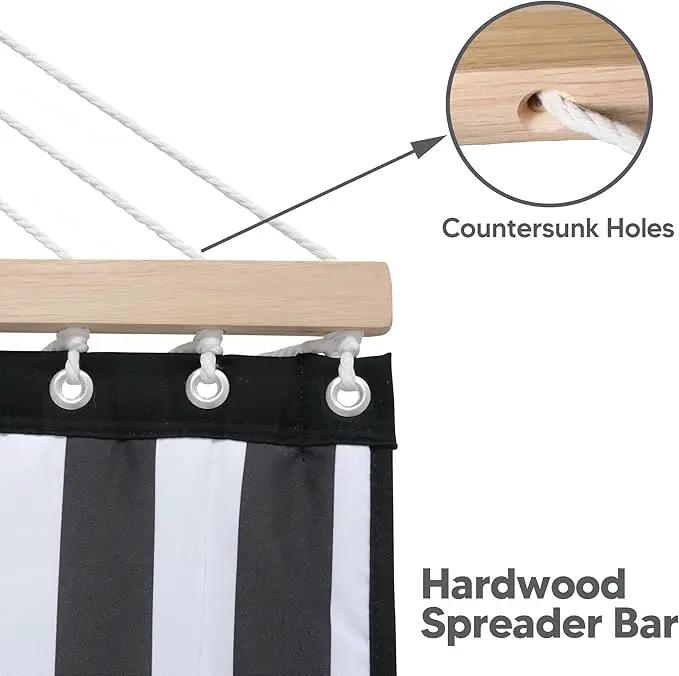 SUNCREAT Two Person Hammock with 12ft Stand Included, Max 475lbs Capacity, Heavy Duty Free Standing Hammock, Black Stripes by GreenHaven Gardens