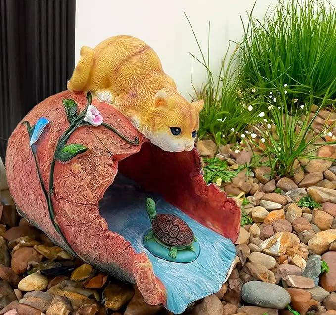 Teaeeno Orange Cat Decor Statue Gutter Downspout Extension Decorative,Animal Statue Outdoor Decor,3"×4" Rain Gutter Downspout Splash Block,Garden Splash Block Outdoor Sculpture,Rain Downspout Diverter by GreenHaven Gardens