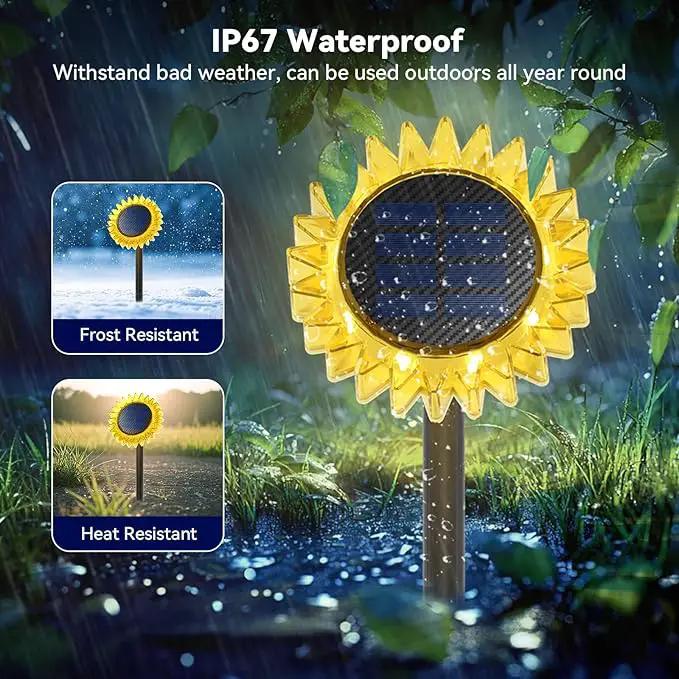 Hogni Solar Pathway Lights - 2 Pack LED Sunflower Garden Light, Waterproof Outdoor Decor for Wall, Lawn, Yard, Walkway, Patio, Landscape by GreenHaven Gardens