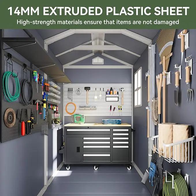 Aoxun 6.3 X 4.2 FT Resin Storage Shed Outdoor Plastic Large Garden Shed with Lockable Door, Floor for Backyard, Garden, Patio, Lawn, Grey (Grey, 6.3 x 4.4) by GreenHaven Gardens