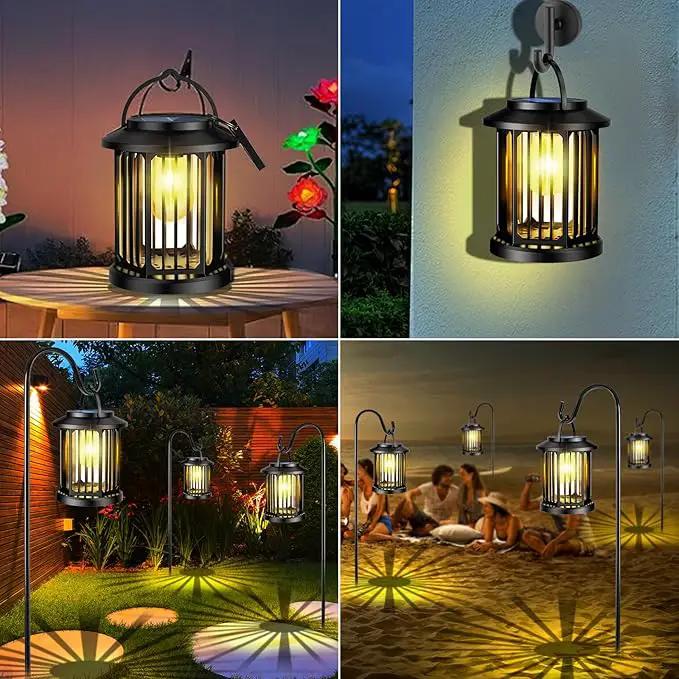 Solar Lanterns Outdoor All-Weather Resistance Upgraded Solar-Powered LED Flame Lanterns - Waterproof Outdoor Hanging Solar Lighting for Garden, Porch, and Pathway Decor (2) by GreenHaven Gardens