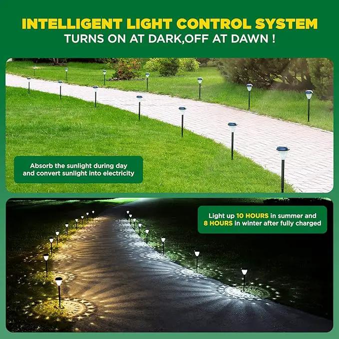 Super Bright Solar Lights, Waterproof 10 Pack, Dusk to Dawn Up to 12 Hrs Solar Powered Outdoor Pathway Garden Lights Auto On/Off, LED Landscape Lighting Decorative for Walkway Patio Yard by GreenHaven Gardens