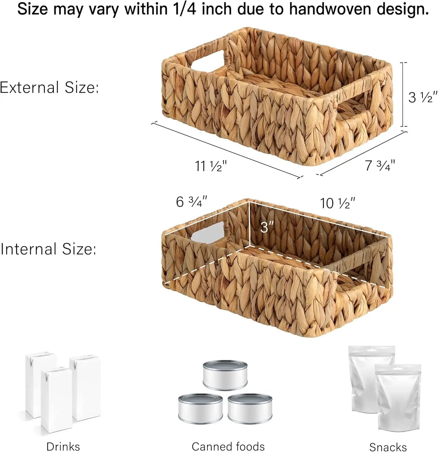 StorageWorks Water Hyacinth Baskets, Small Wicker Baskets for Organizing in Kitchen and Bathroom, 2-Pack by GreenHaven Gardens
