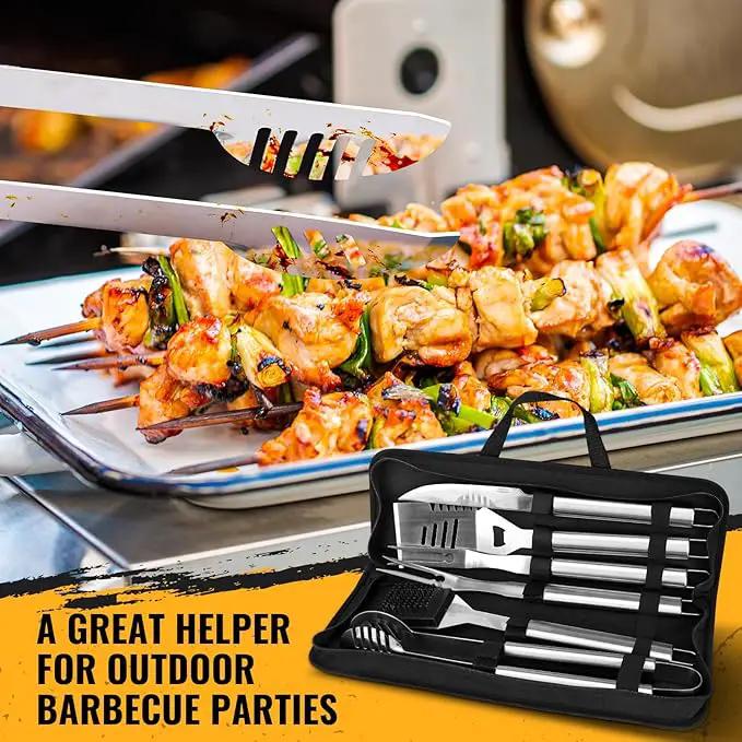 BBQ Grill Tools Set 16-inch Heavy Duty, 6 Pcs- Barbecue Utensils Kit for Camping, Kitchen, Outdoor Cooking,Suitable as a Gift for Men, Fathers, Friends by GreenHaven Gardens