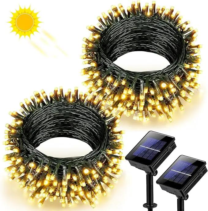 2 Pack Solar String Lights for Outside, Each 79Ft 240 LED Solar Lights Outdoor, 8 Modes Waterproof Solar Powered Fairy Twinkle Light for Backyard Patio Tree Party Garden Decoration, Warm White by GreenHaven Gardens